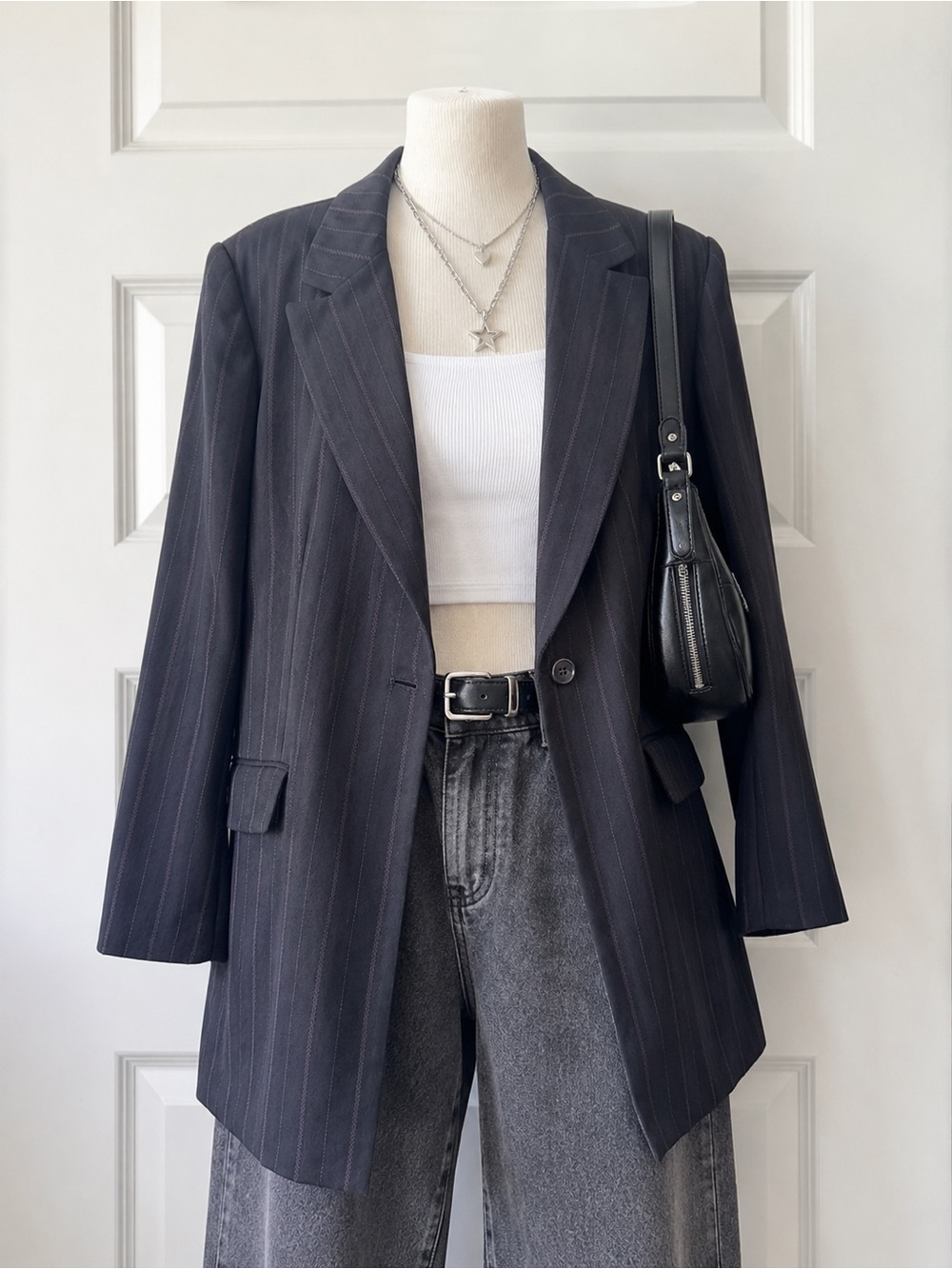 Vintage Y2K Norton Women’s Size 14 Longline Streetwear Pinstripe Blazer